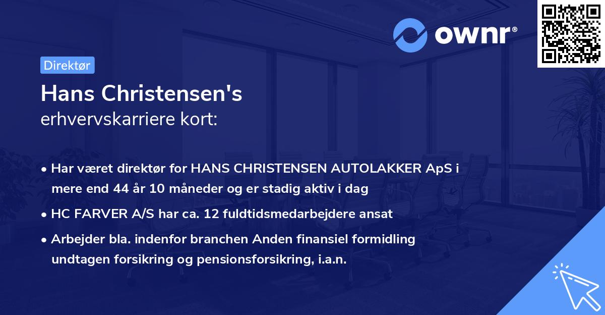 Hans Christensen's erhvervskarriere kort