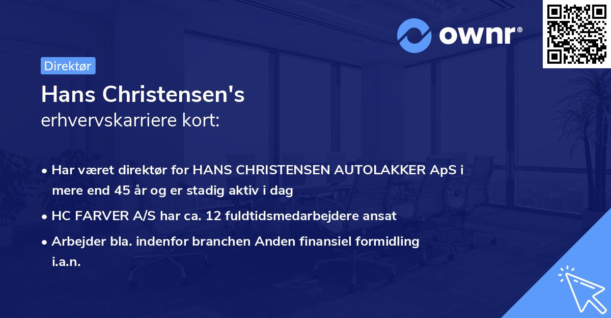 Hans Christensen's erhvervskarriere kort