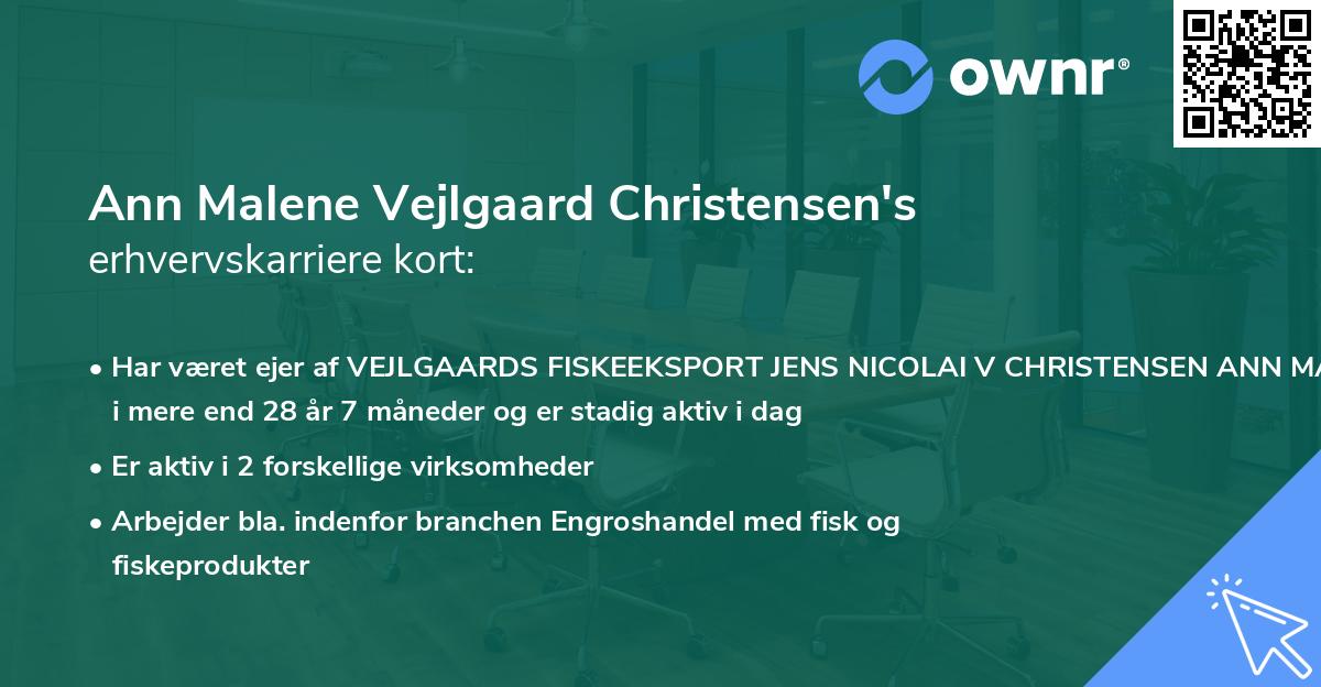 Ann Malene Vejlgaard Christensen's erhvervskarriere kort