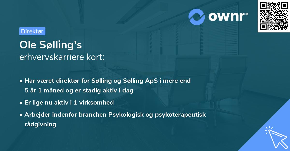 Ole Sølling's erhvervskarriere kort
