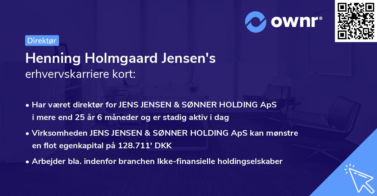 Henning Holmgaard Jensen's erhvervskarriere kort