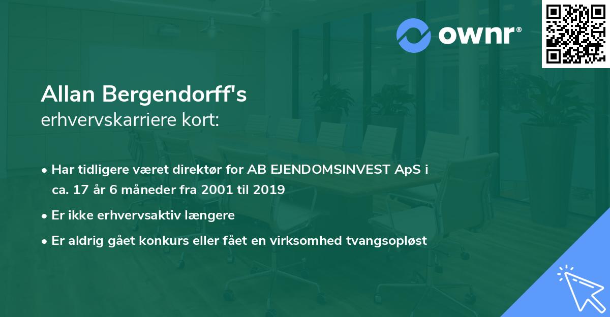 Allan Bergendorff's erhvervskarriere kort