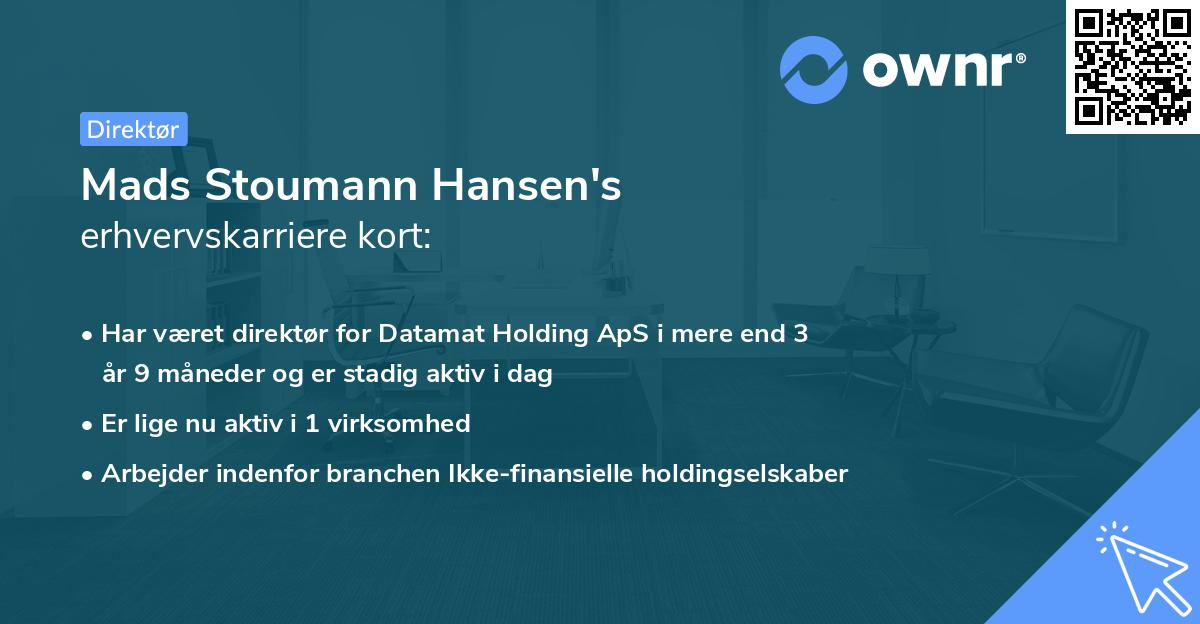 Mads Stoumann Hansen's erhvervskarriere kort