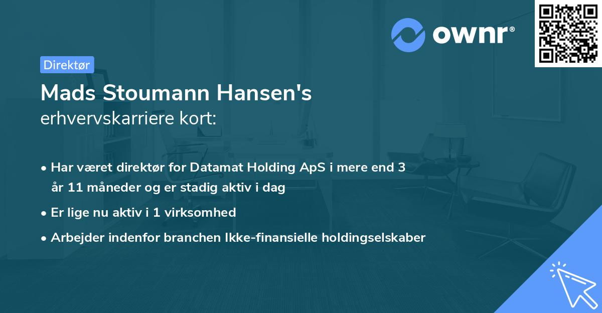Mads Stoumann Hansen's erhvervskarriere kort