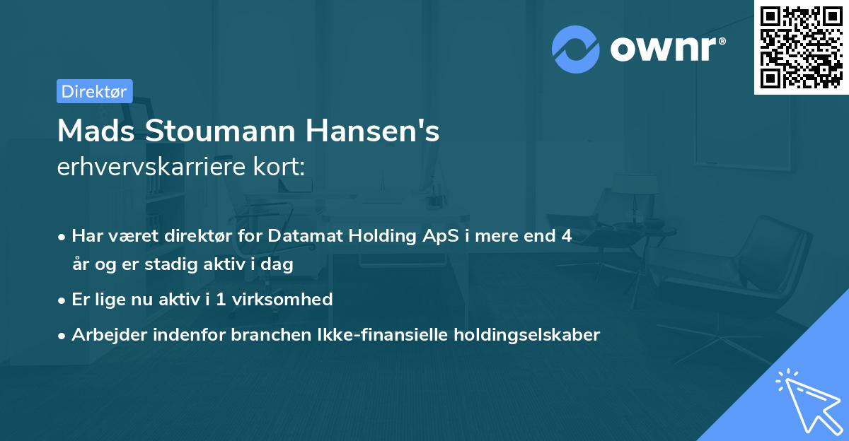 Mads Stoumann Hansen's erhvervskarriere kort
