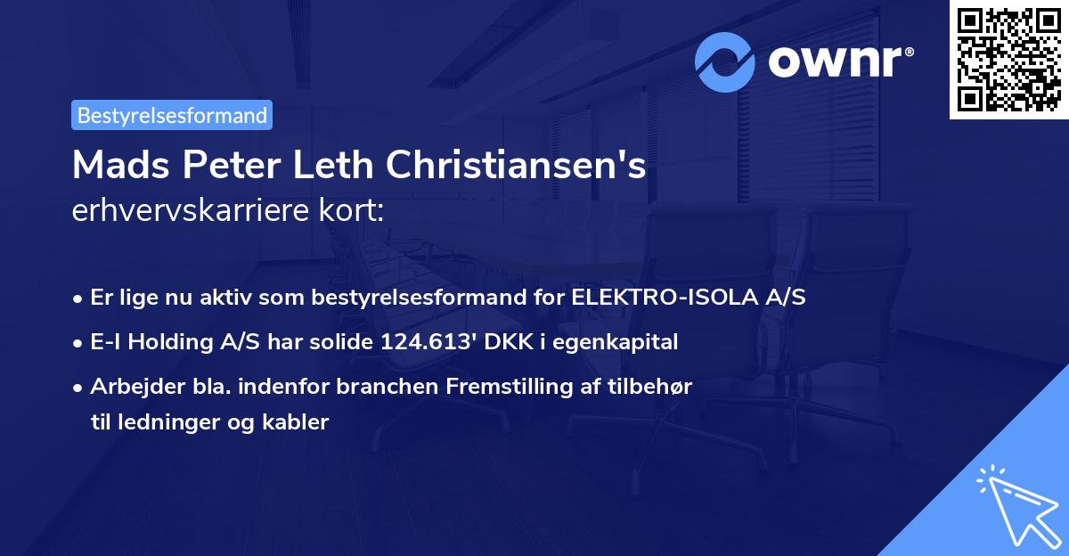 Mads Peter Leth Christiansen's erhvervskarriere kort
