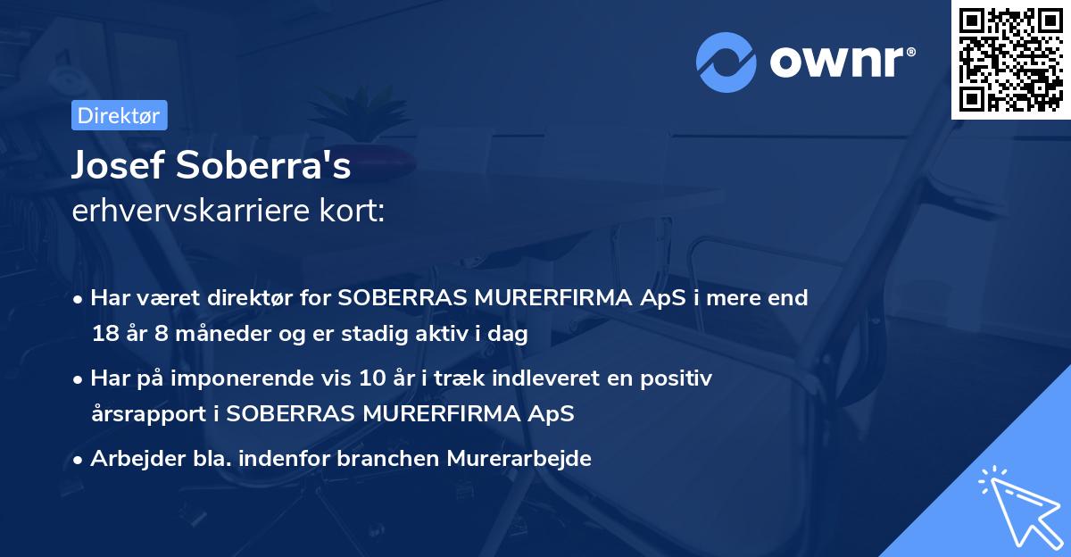 Josef Soberra's erhvervskarriere kort