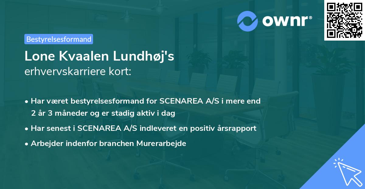 Lone Kvaalen Lundhøj's erhvervskarriere kort