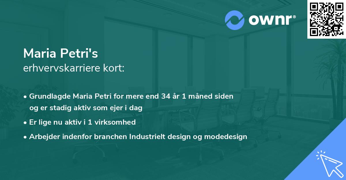 Maria Petri's erhvervskarriere kort