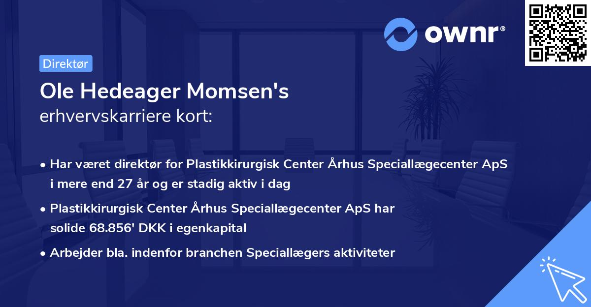 Ole Hedeager Momsen's erhvervskarriere kort
