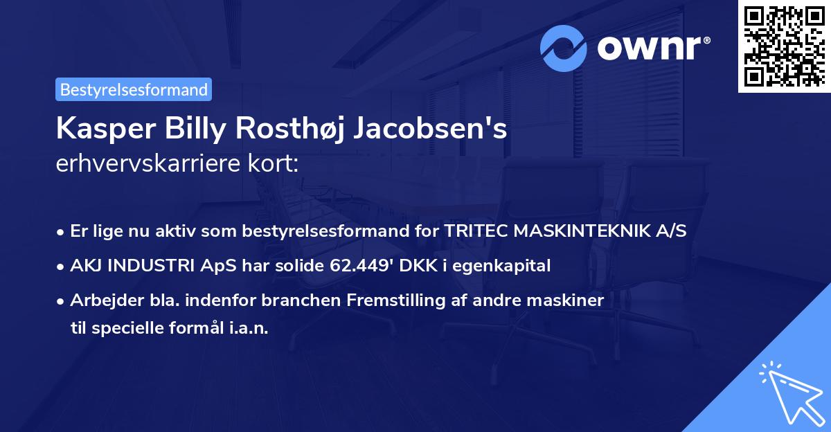 Kasper Billy Rosthøj Jacobsen's erhvervskarriere kort