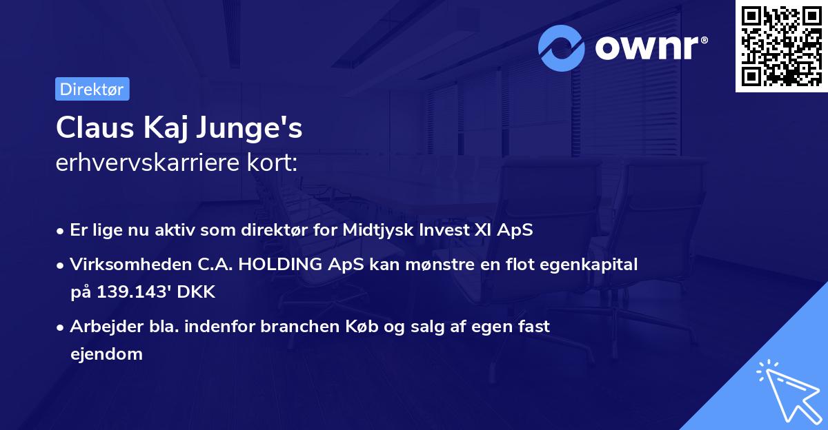 Claus Kaj Junge's erhvervskarriere kort