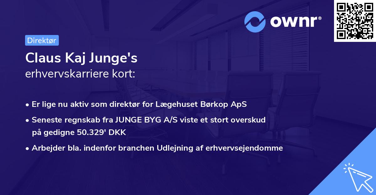 Claus Kaj Junge's erhvervskarriere kort