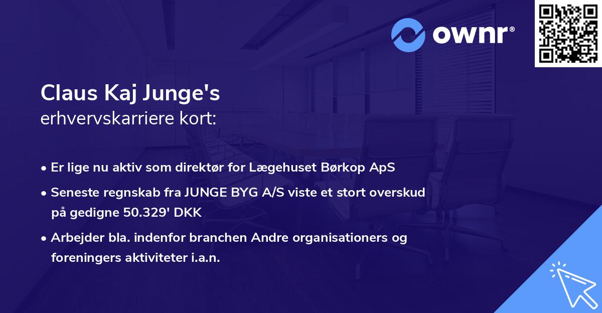 Claus Kaj Junge's erhvervskarriere kort