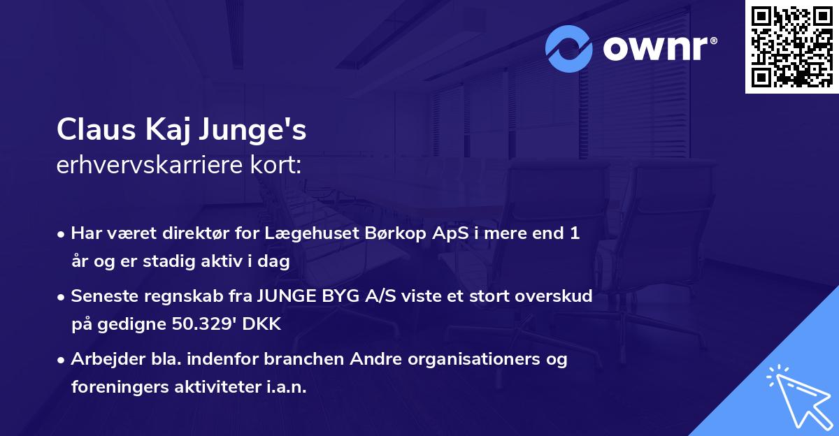 Claus Kaj Junge's erhvervskarriere kort