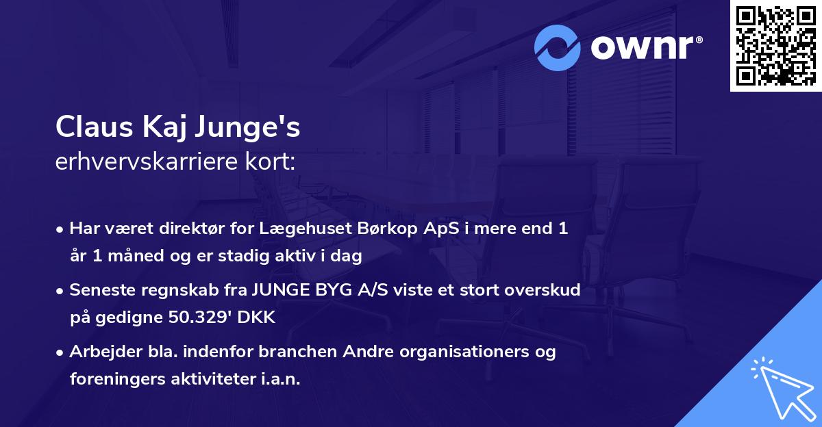 Claus Kaj Junge's erhvervskarriere kort