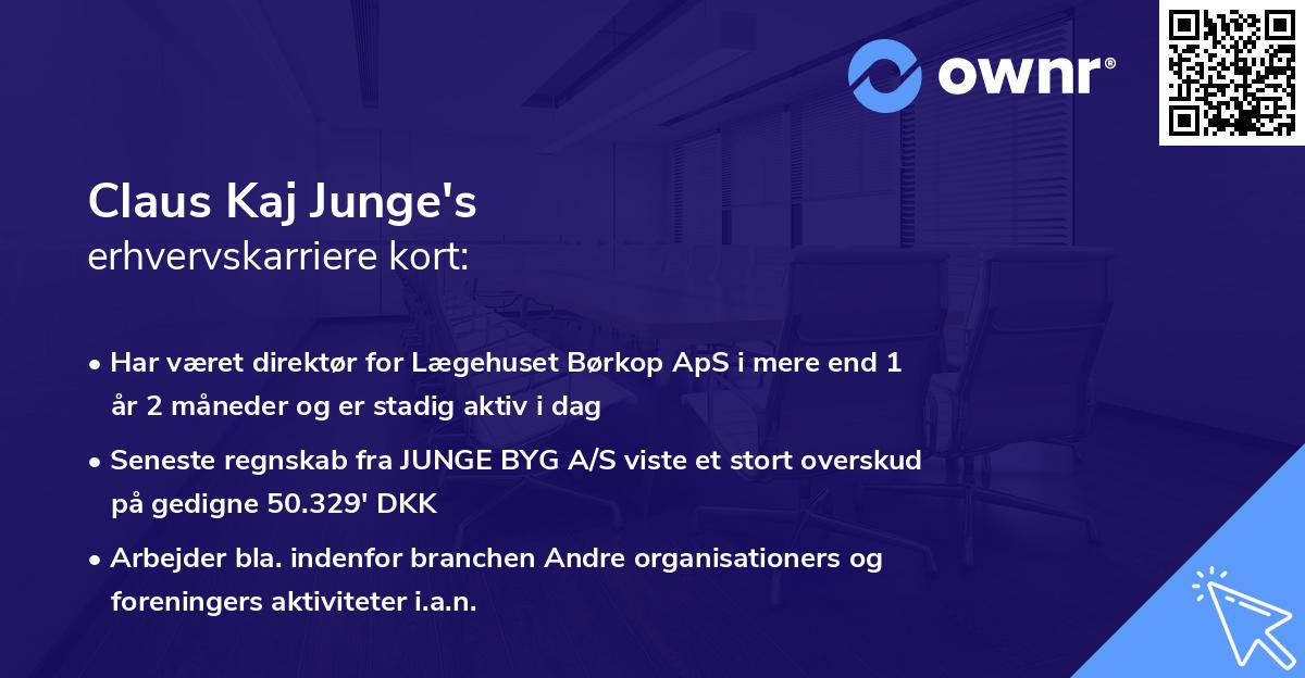Claus Kaj Junge's erhvervskarriere kort