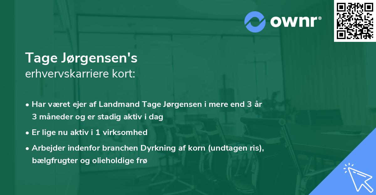 Tage Jørgensen's erhvervskarriere kort