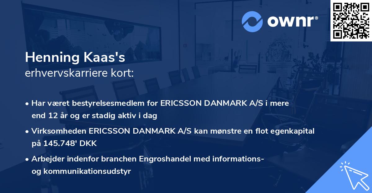 Henning Kaas's erhvervskarriere kort