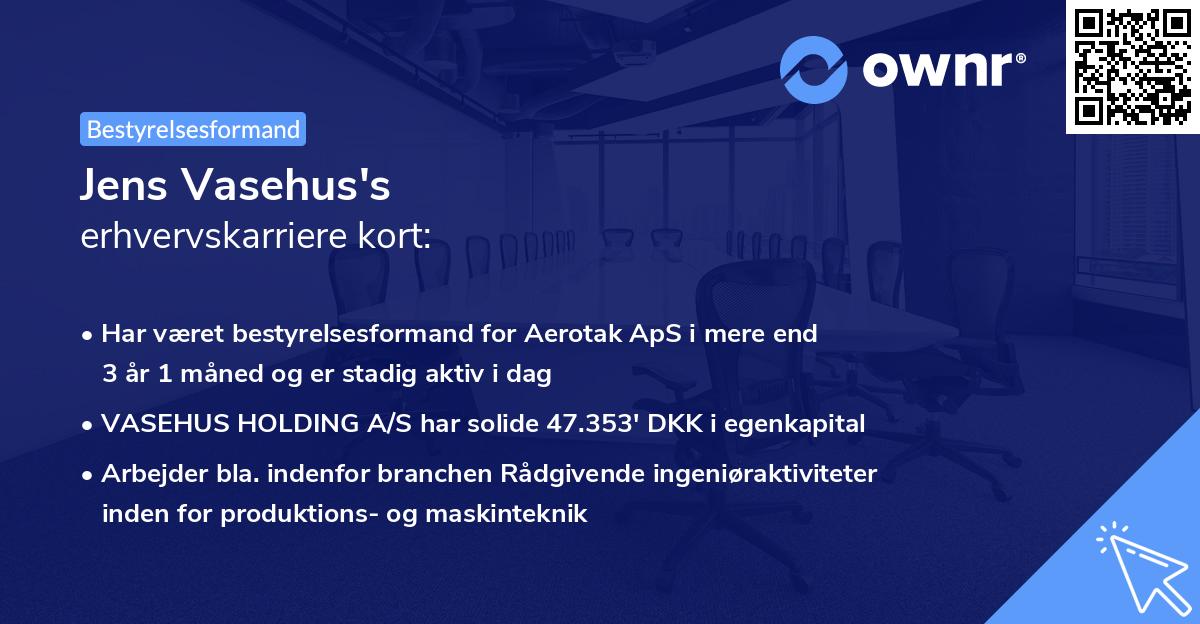 Jens Vasehus's erhvervskarriere kort