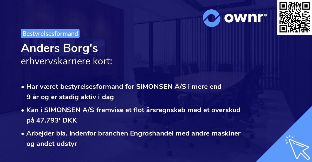 Anders Borg's erhvervskarriere kort