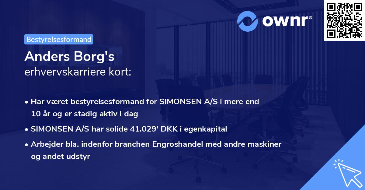 Anders Borg's erhvervskarriere kort
