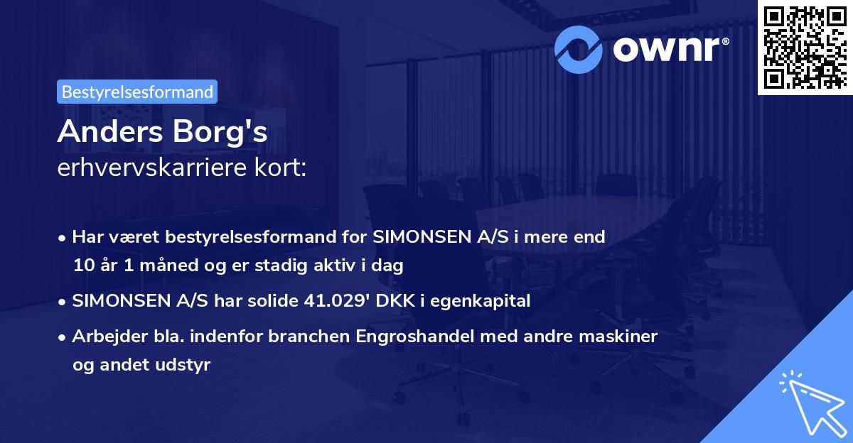 Anders Borg's erhvervskarriere kort