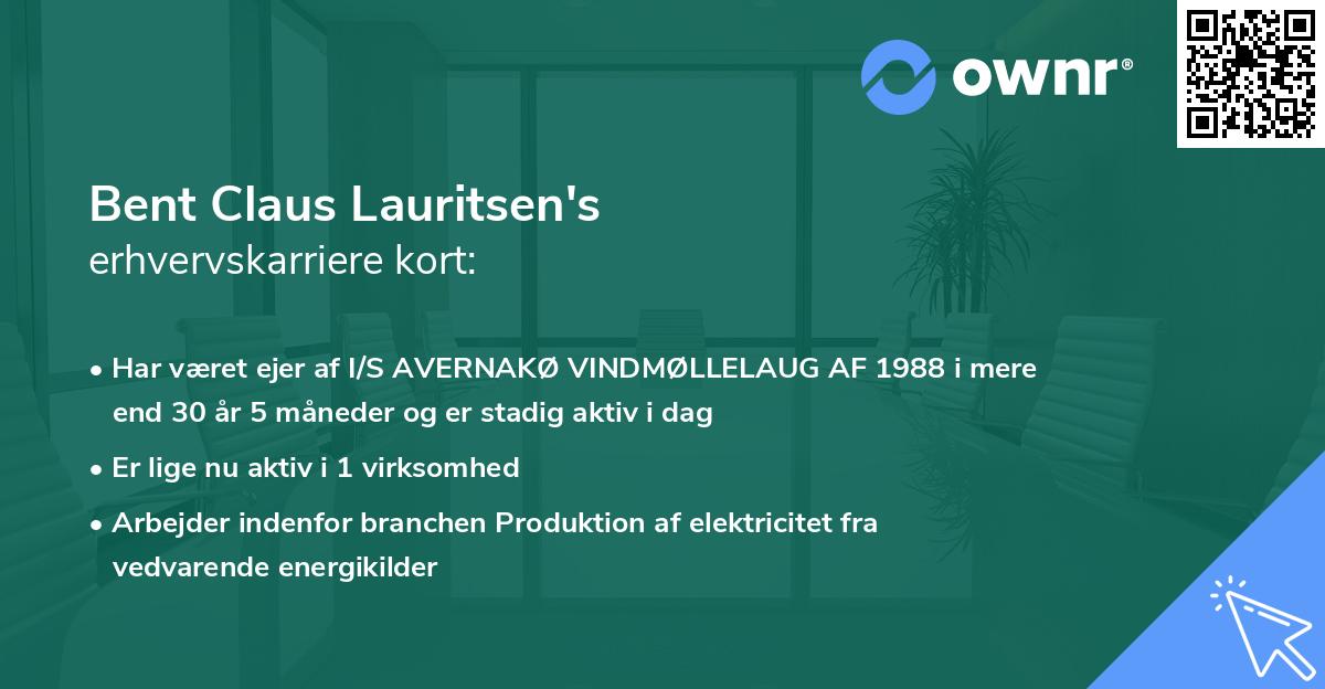 Bent Claus Lauritsen's erhvervskarriere kort