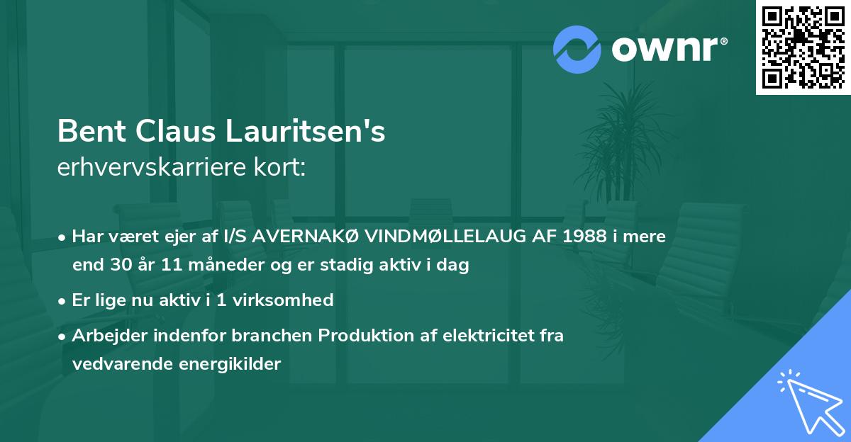 Bent Claus Lauritsen's erhvervskarriere kort