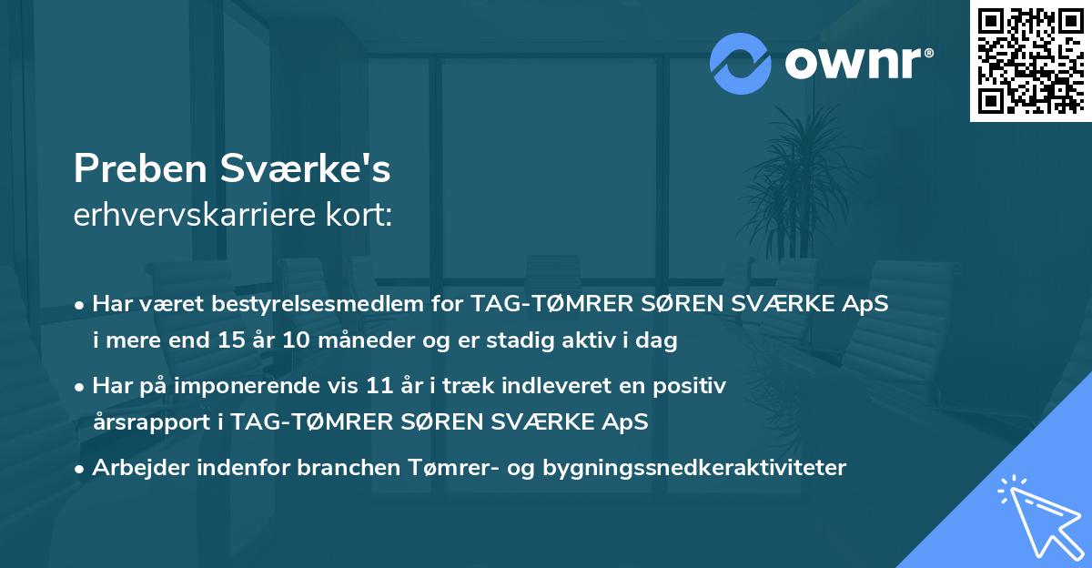 Preben Sværke's erhvervskarriere kort