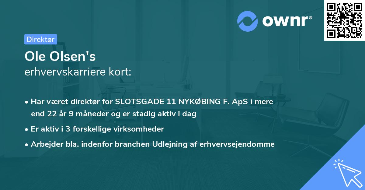 Ole Olsen's erhvervskarriere kort