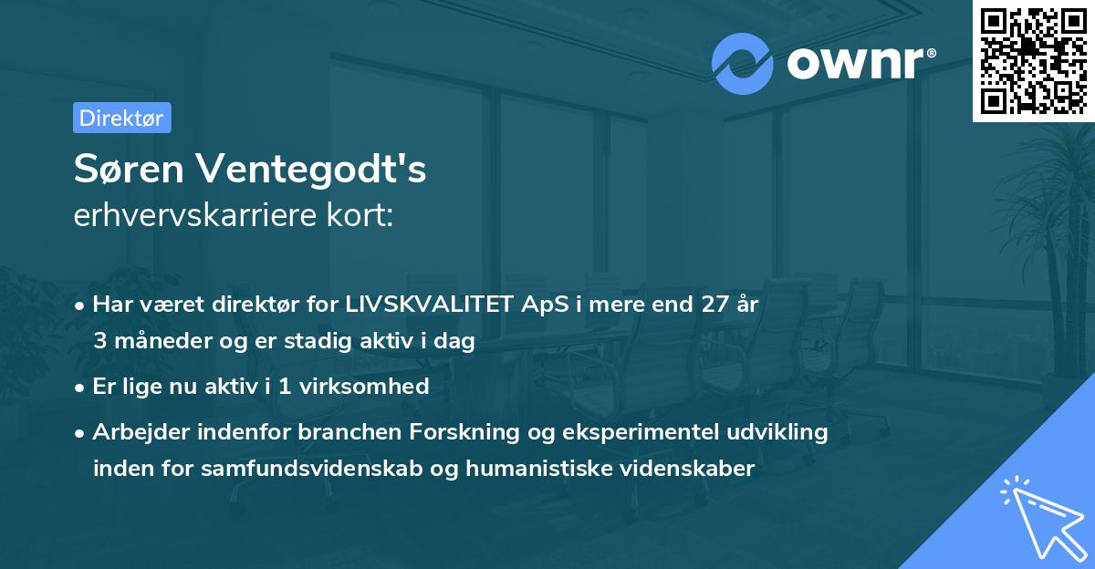 Søren Ventegodt's erhvervskarriere kort