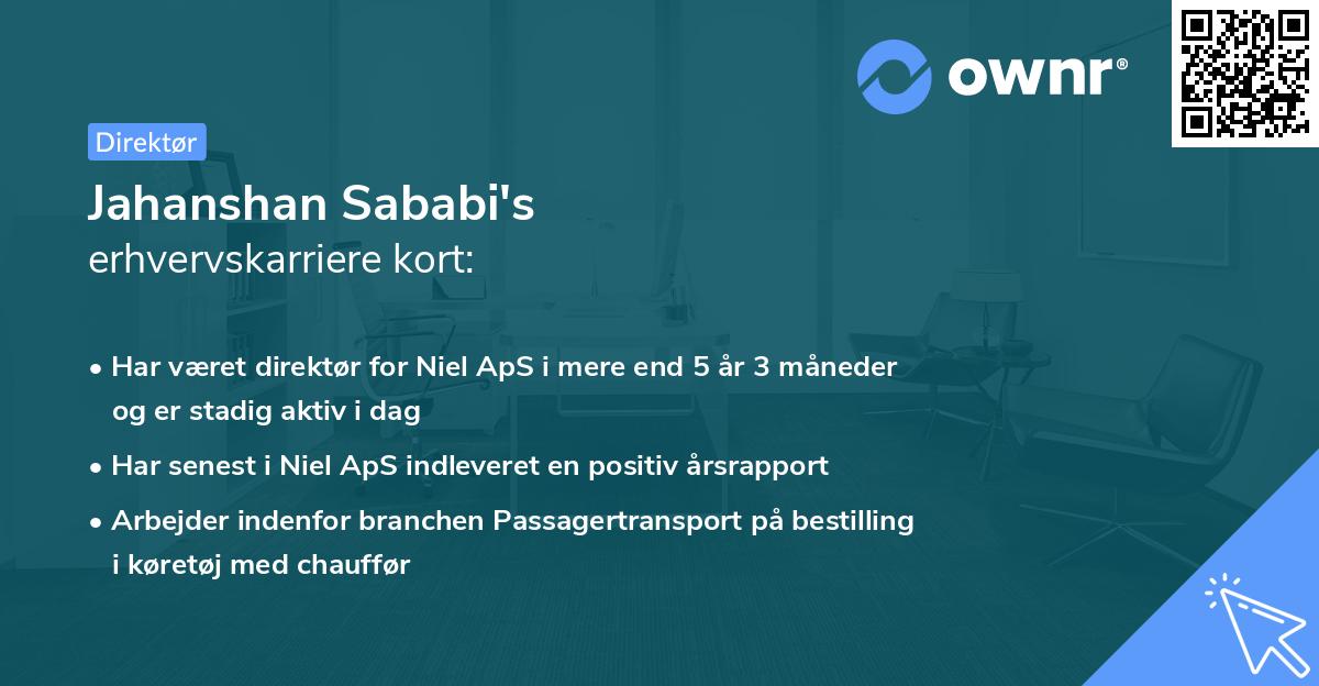 Jahanshan Sababi's erhvervskarriere kort
