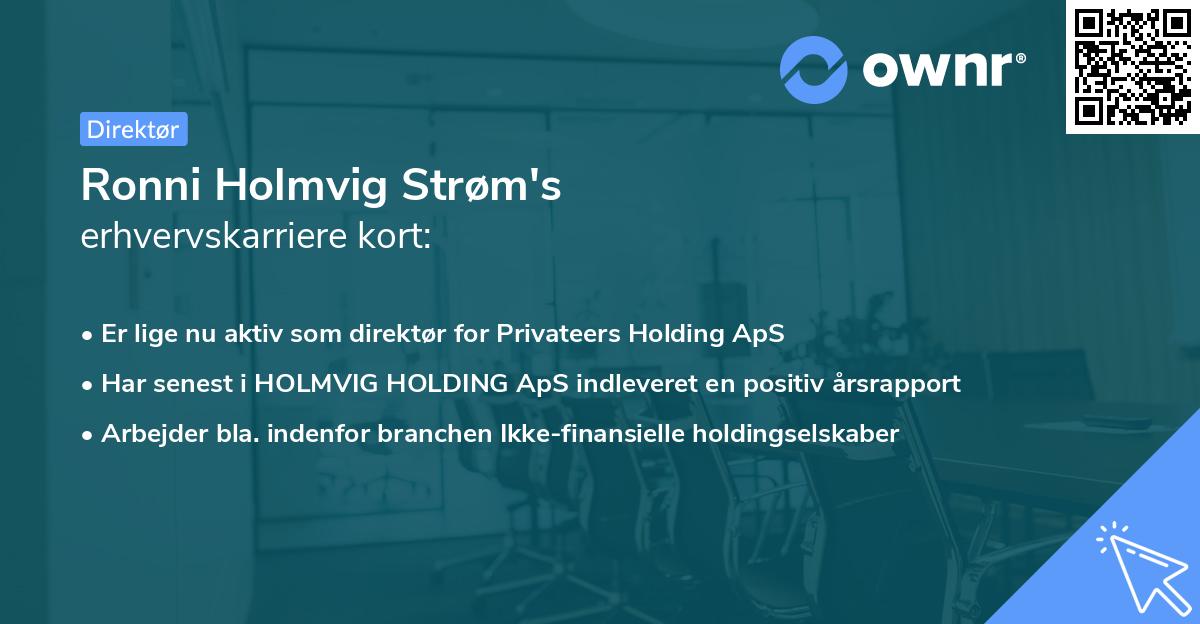 Ronni Holmvig Strøm's erhvervskarriere kort