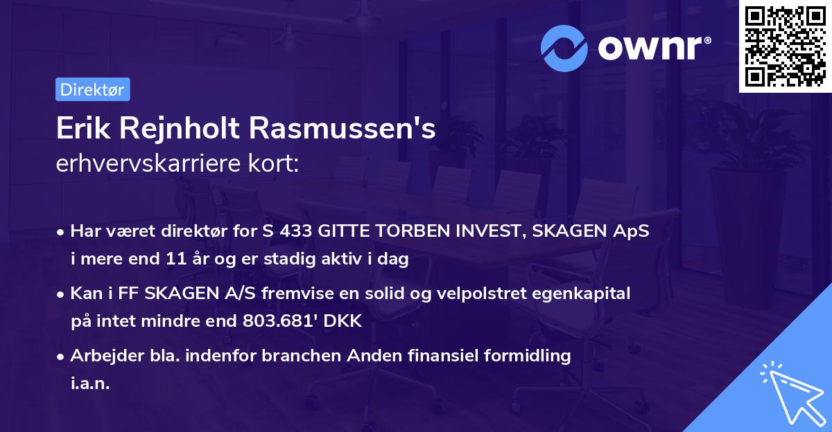Erik Rejnholt Rasmussen's erhvervskarriere kort