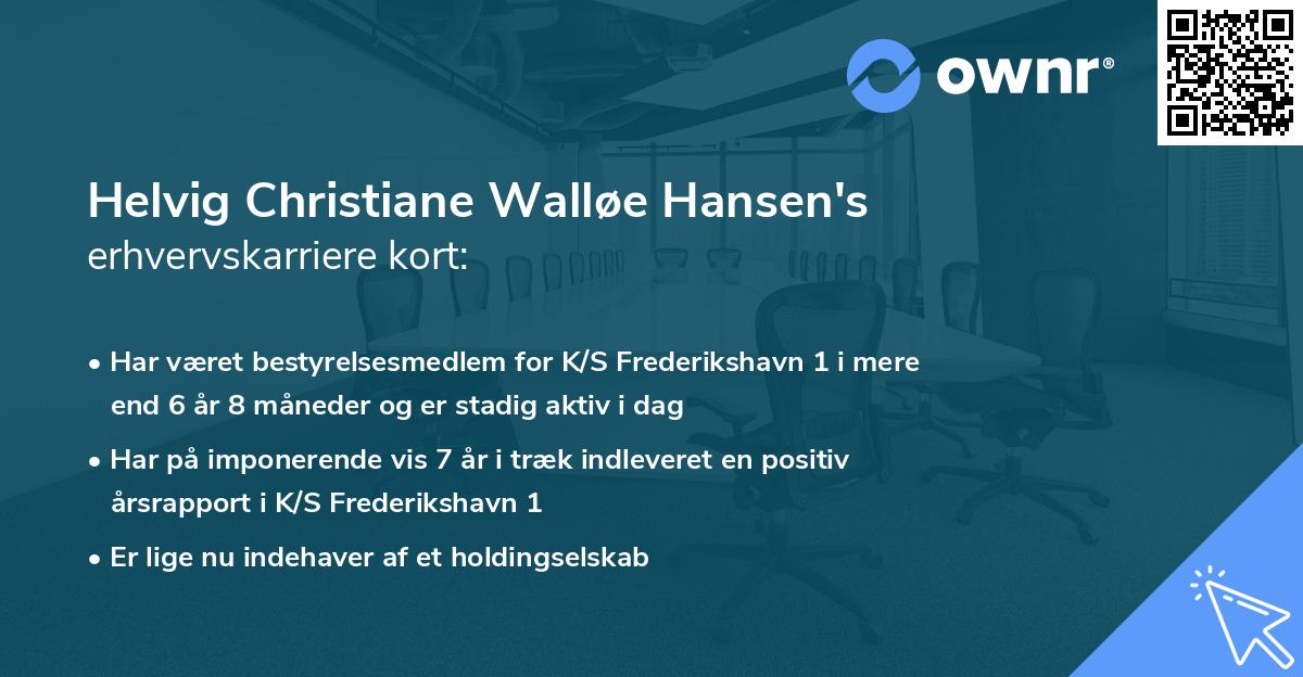 Helvig Christiane Walløe Hansen's erhvervskarriere kort