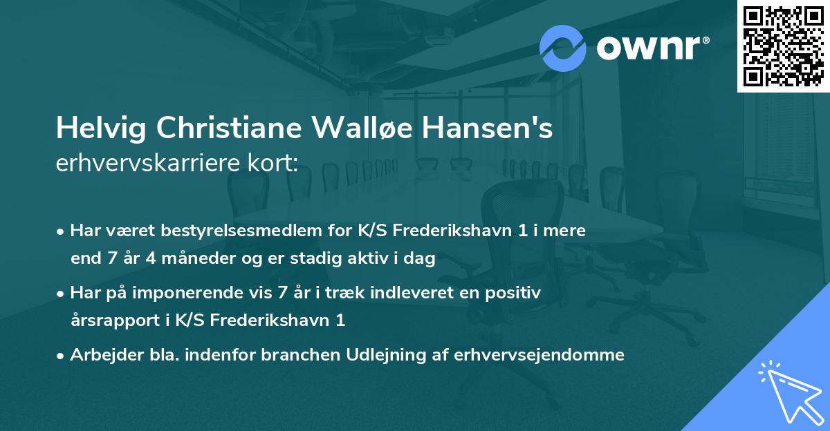 Helvig Christiane Walløe Hansen's erhvervskarriere kort