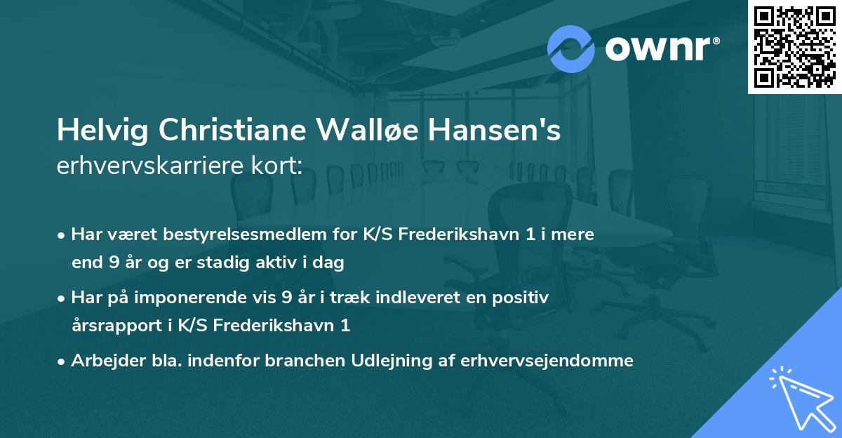 Helvig Christiane Walløe Hansen's erhvervskarriere kort