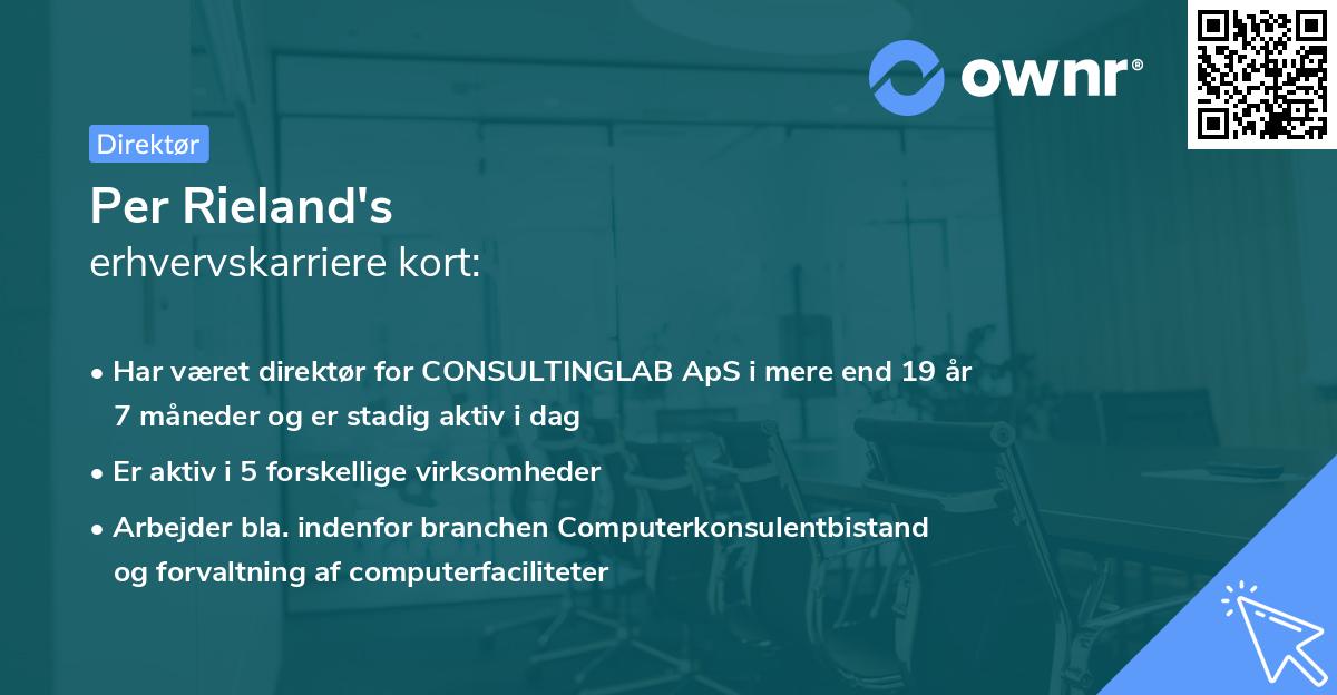 Per Rieland's erhvervskarriere kort