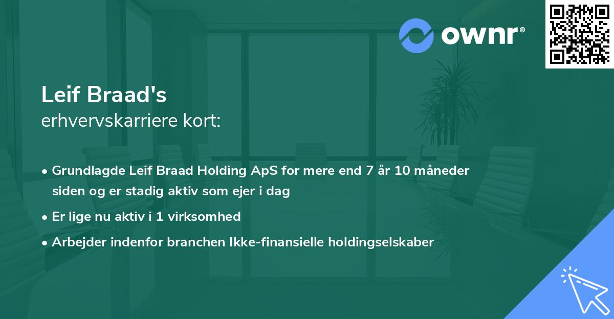 Leif Braad's erhvervskarriere kort