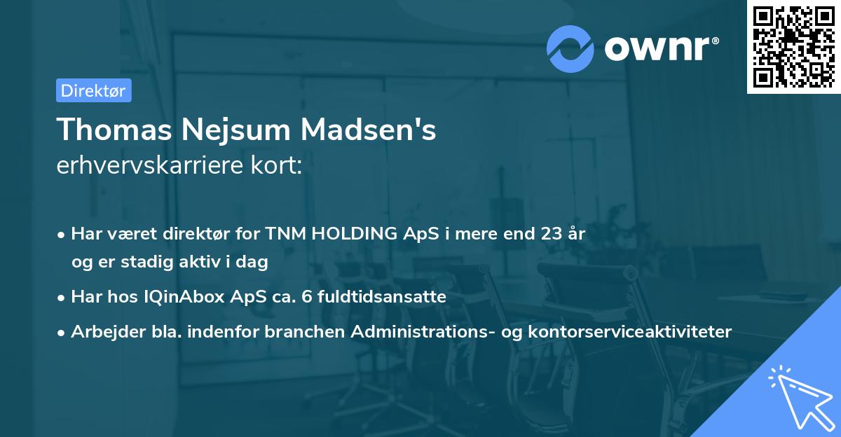 Thomas Nejsum Madsen's erhvervskarriere kort