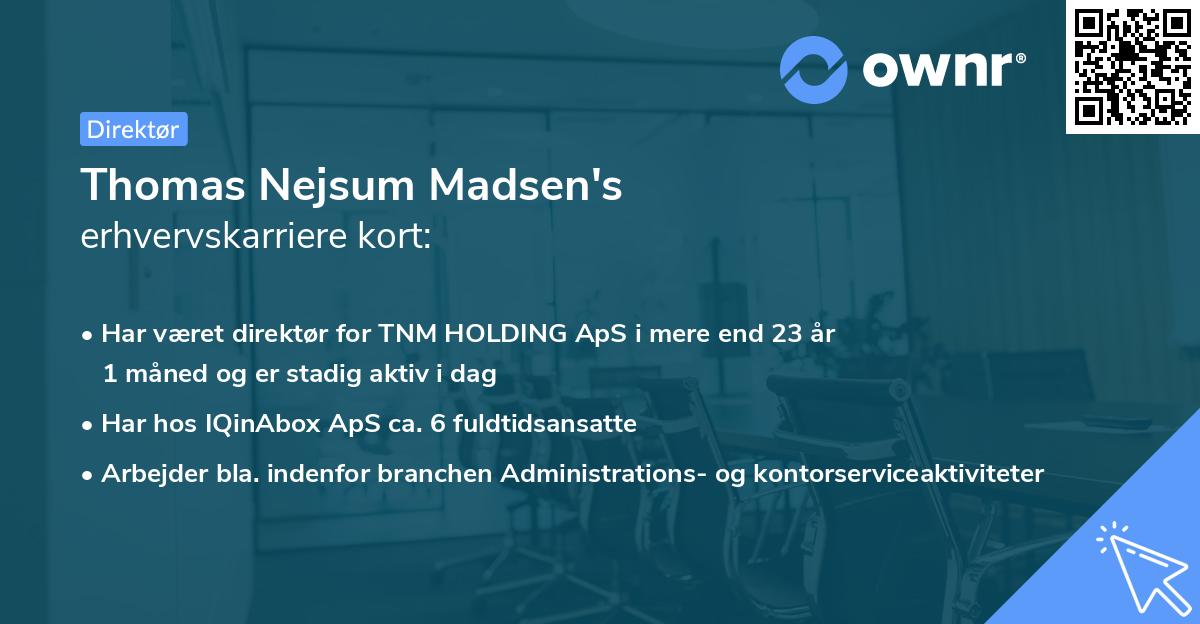 Thomas Nejsum Madsen's erhvervskarriere kort