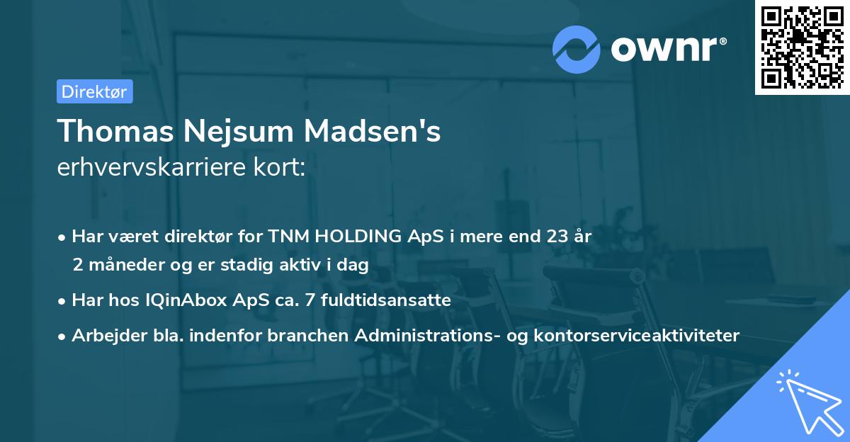 Thomas Nejsum Madsen's erhvervskarriere kort