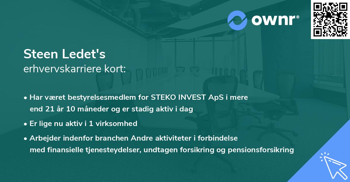 Steen Ledet's erhvervskarriere kort