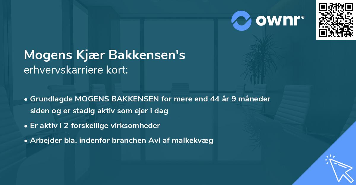 Mogens Kjær Bakkensen's erhvervskarriere kort