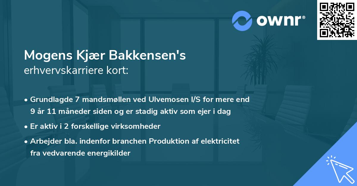 Mogens Kjær Bakkensen's erhvervskarriere kort