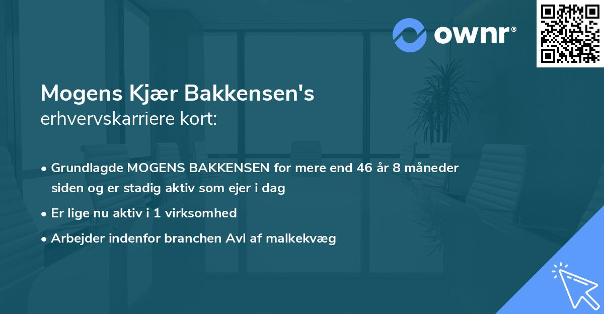 Mogens Kjær Bakkensen's erhvervskarriere kort