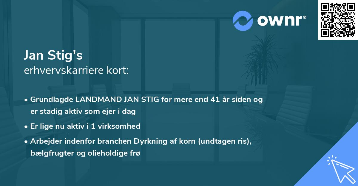 Jan Stig's erhvervskarriere kort