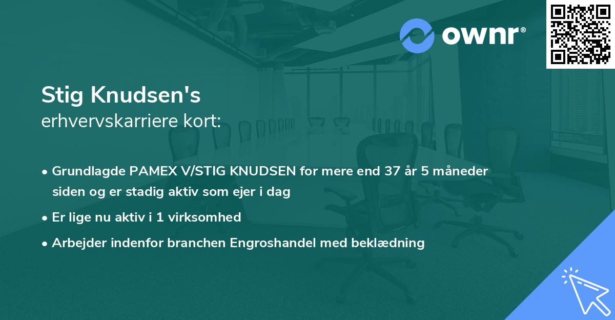 Stig Knudsen's erhvervskarriere kort
