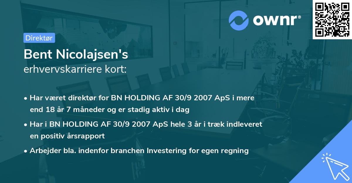 Bent Nicolajsen's erhvervskarriere kort